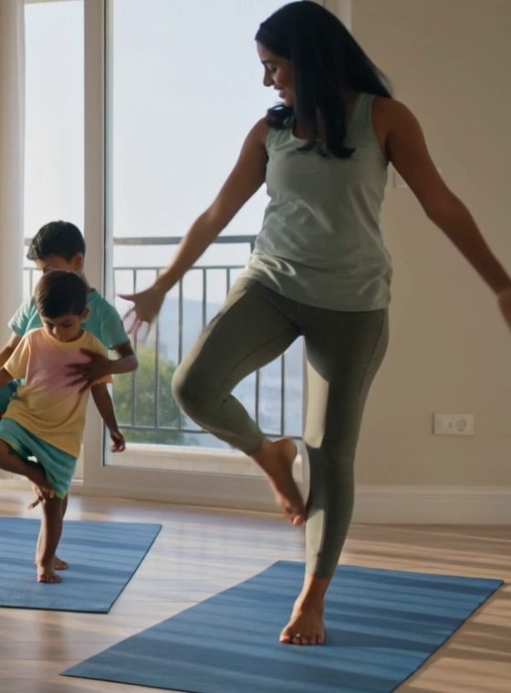 Woman in a calm balance pose
